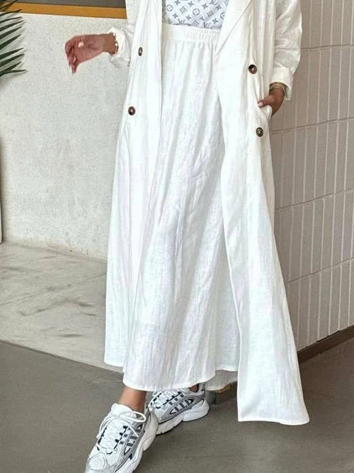 White Linen Skirt SL1578 White