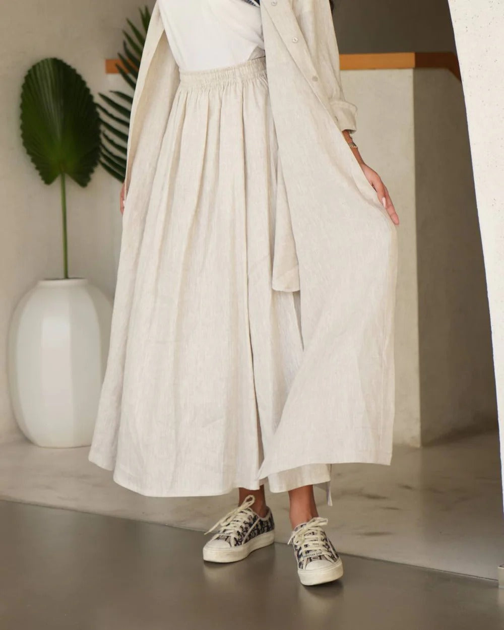 Beige Linen Skirt