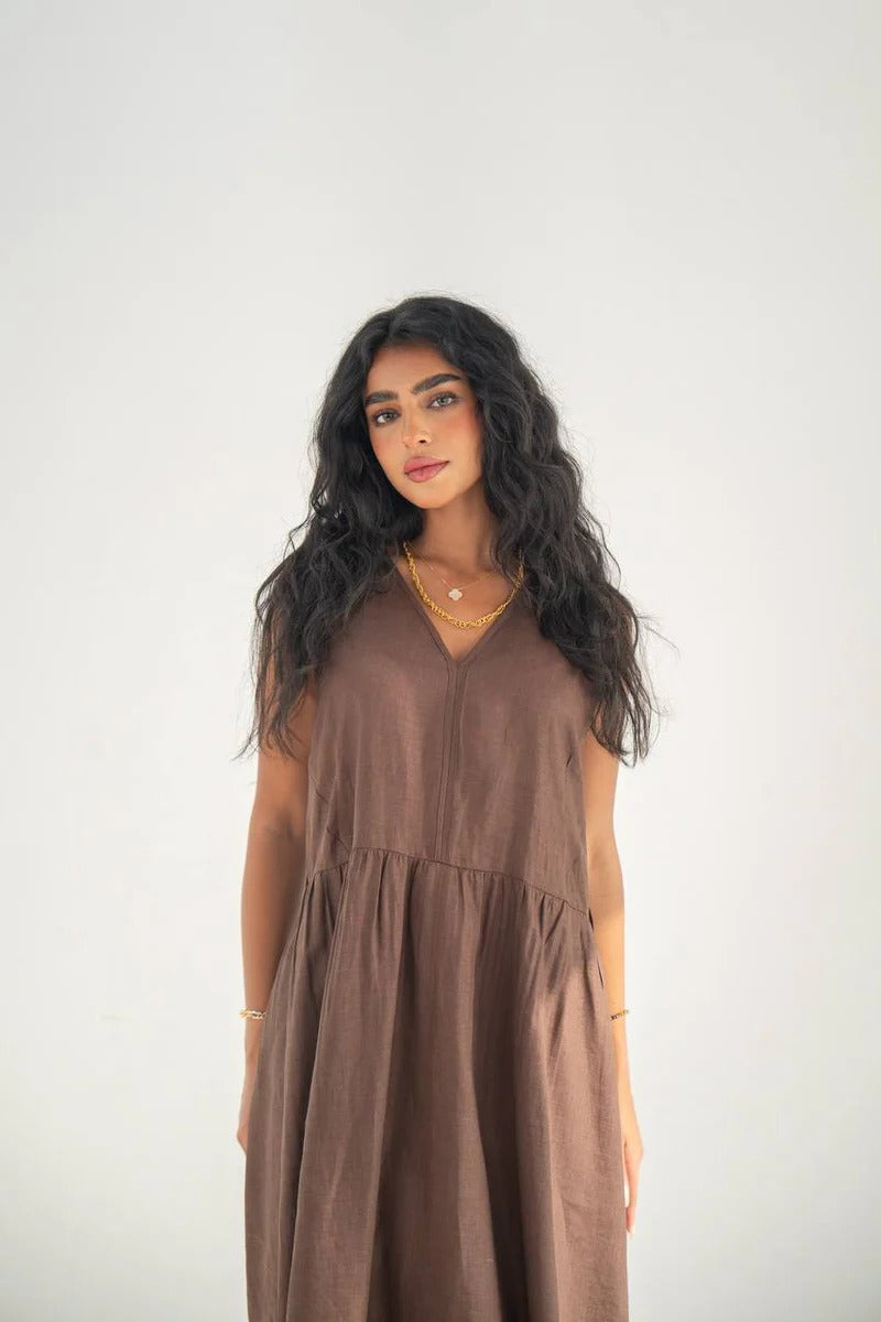 Brown Linen Dress C:209