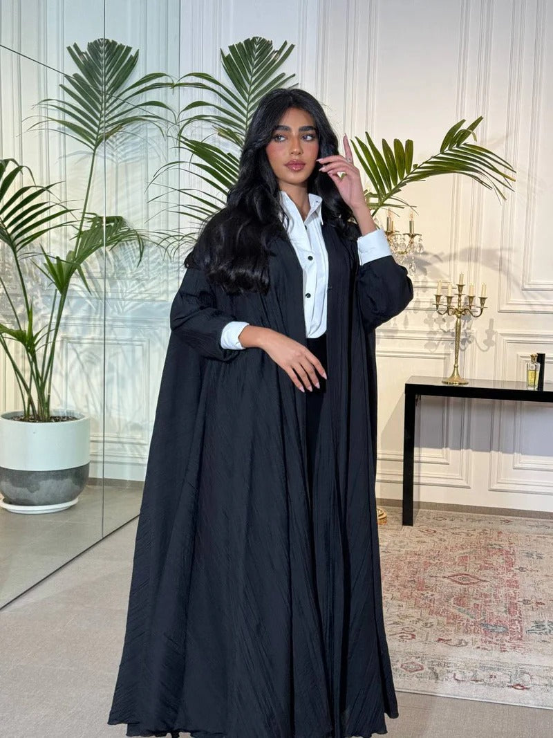 Abaya Crepe Black C:6528 Black (Free size)