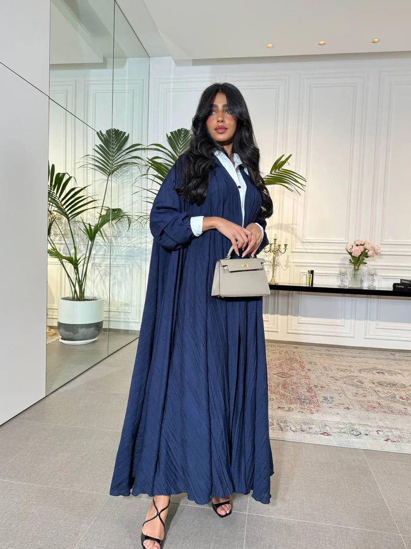 Abaya Crepe C:6528 Blue (Free size)