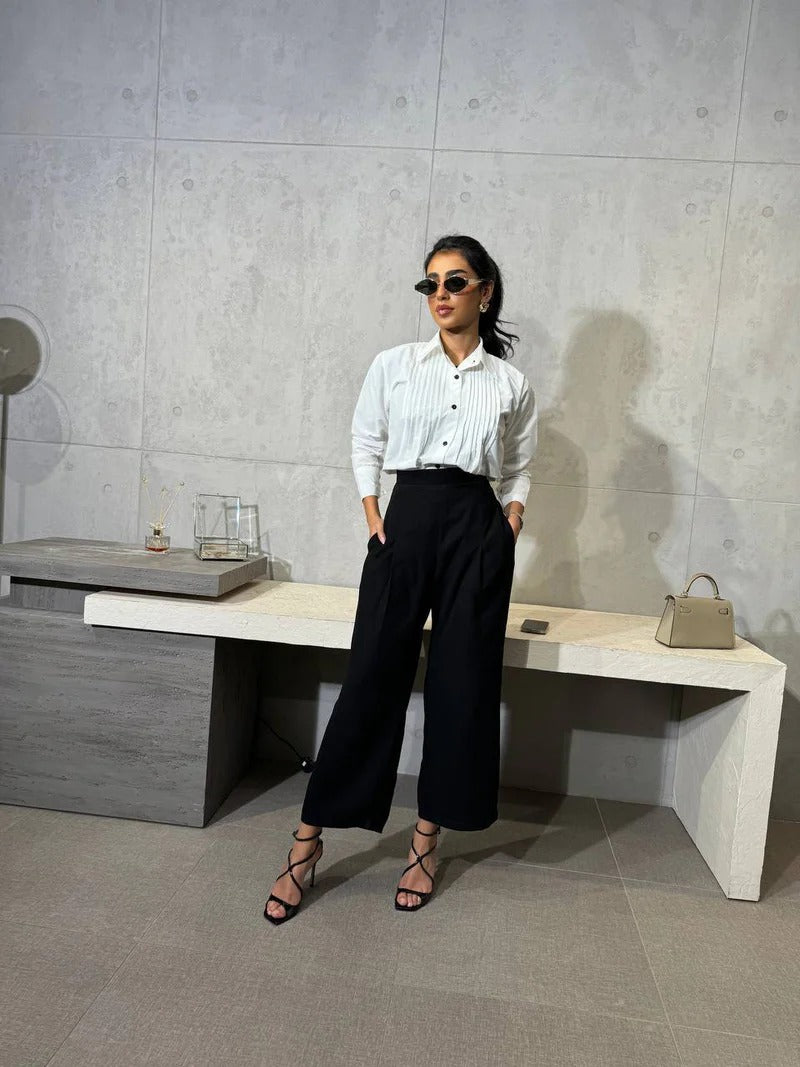 Cotton shirt and crepe trousers set C:165