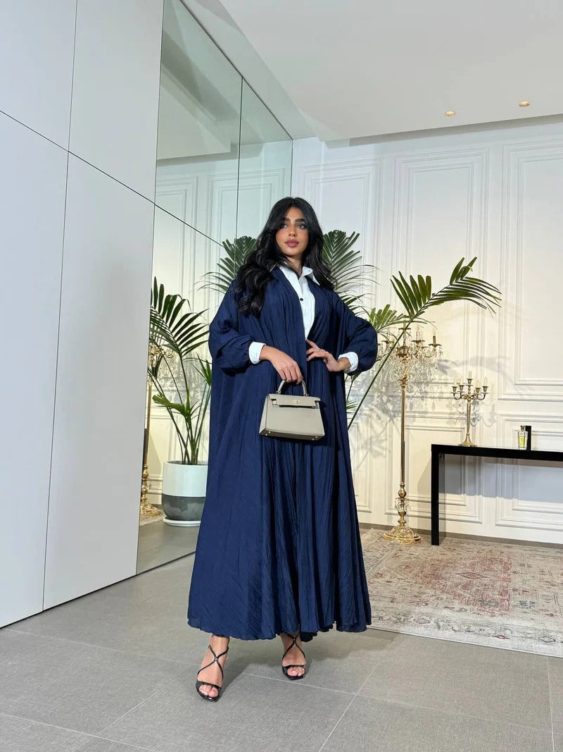 Abaya Crepe C:6528 Blue (Free size)