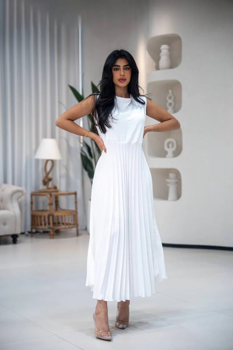 White crepe dress C:133 white