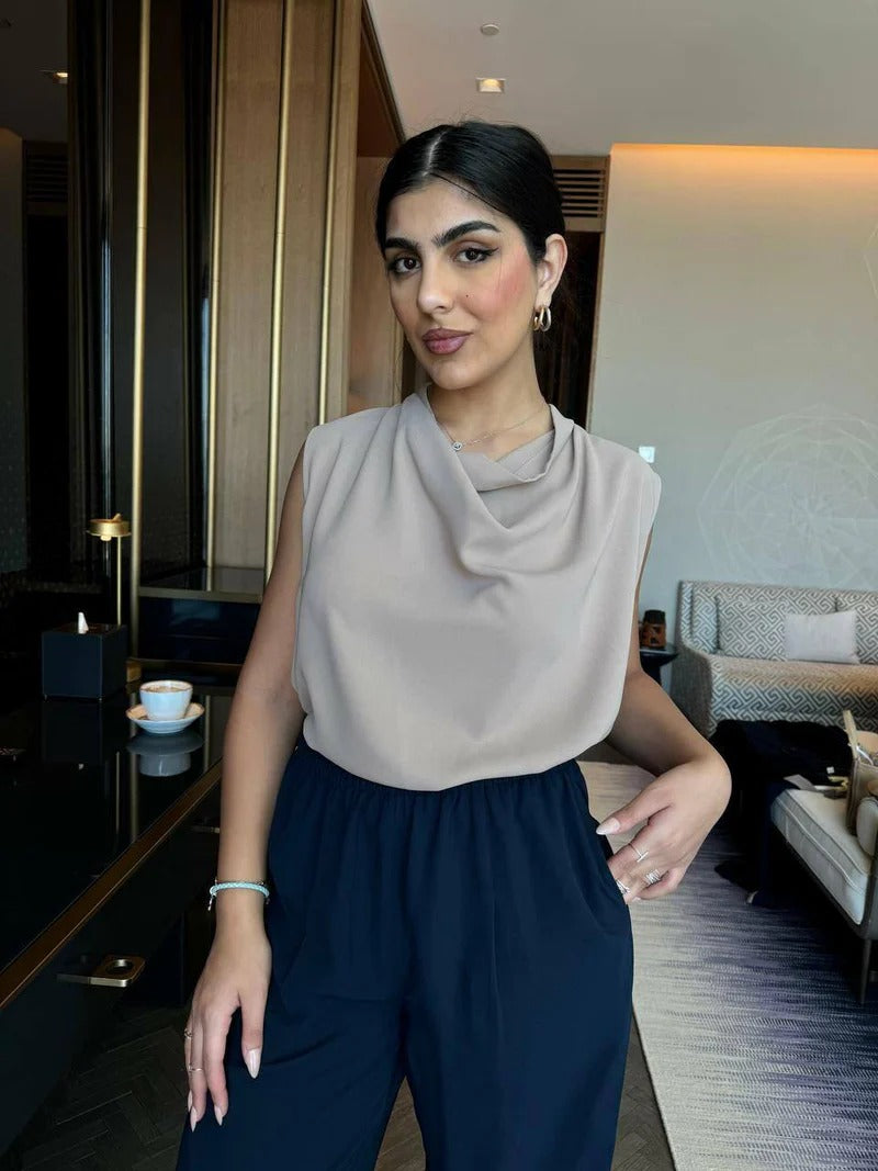 Light Beige Linen Blouse C:167 Light Beige