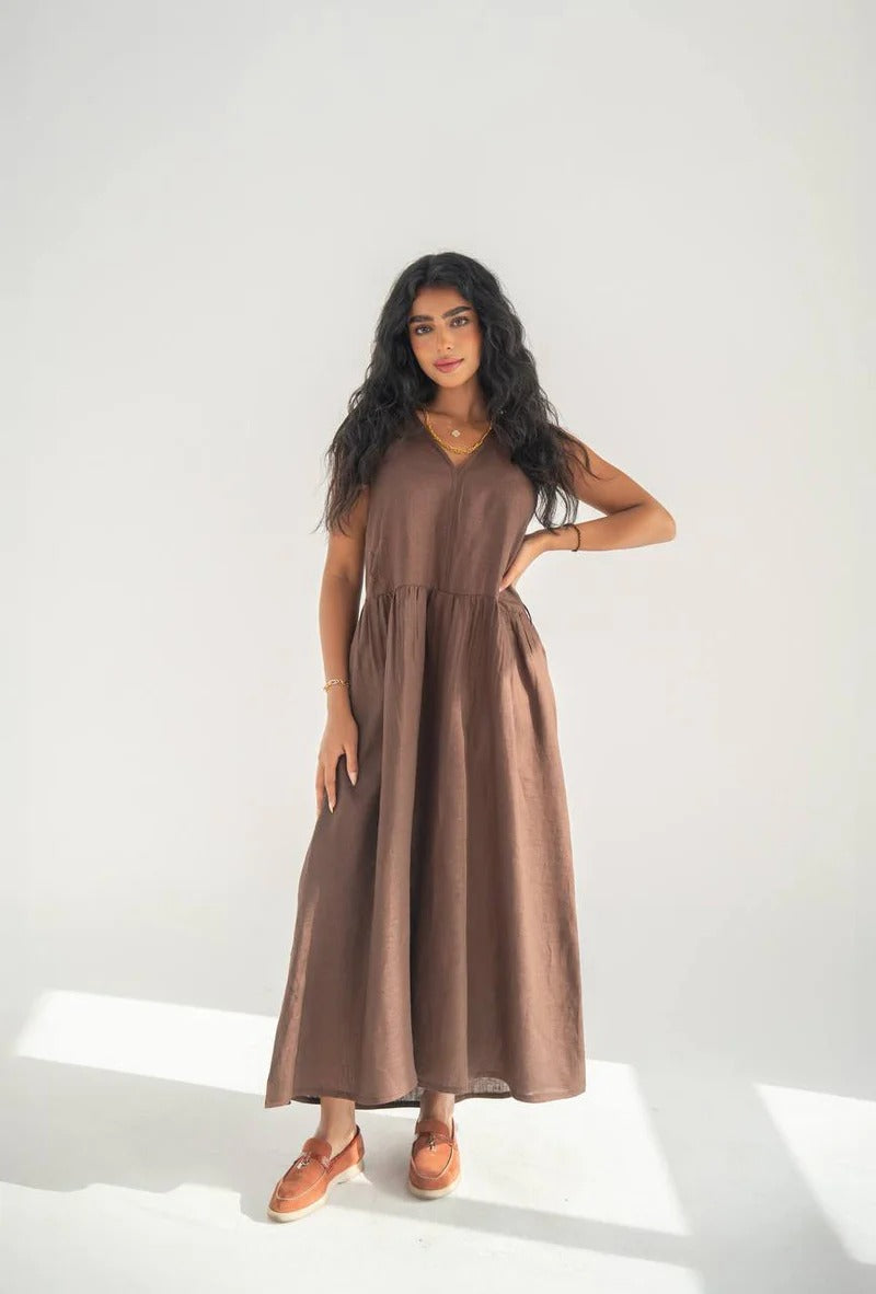 Brown Linen Dress C:209