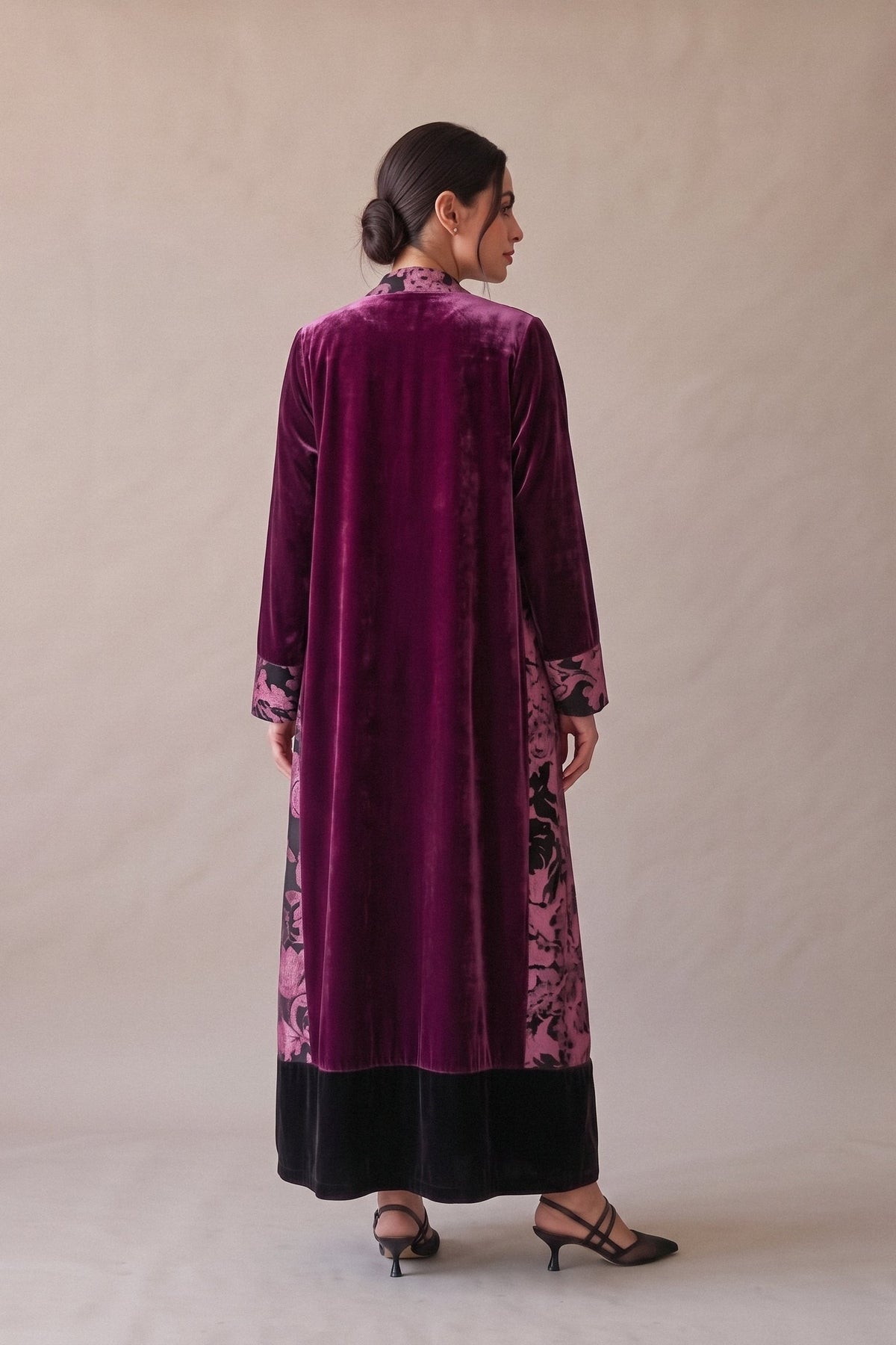 Purple & Black Velvet Abaya – 2070