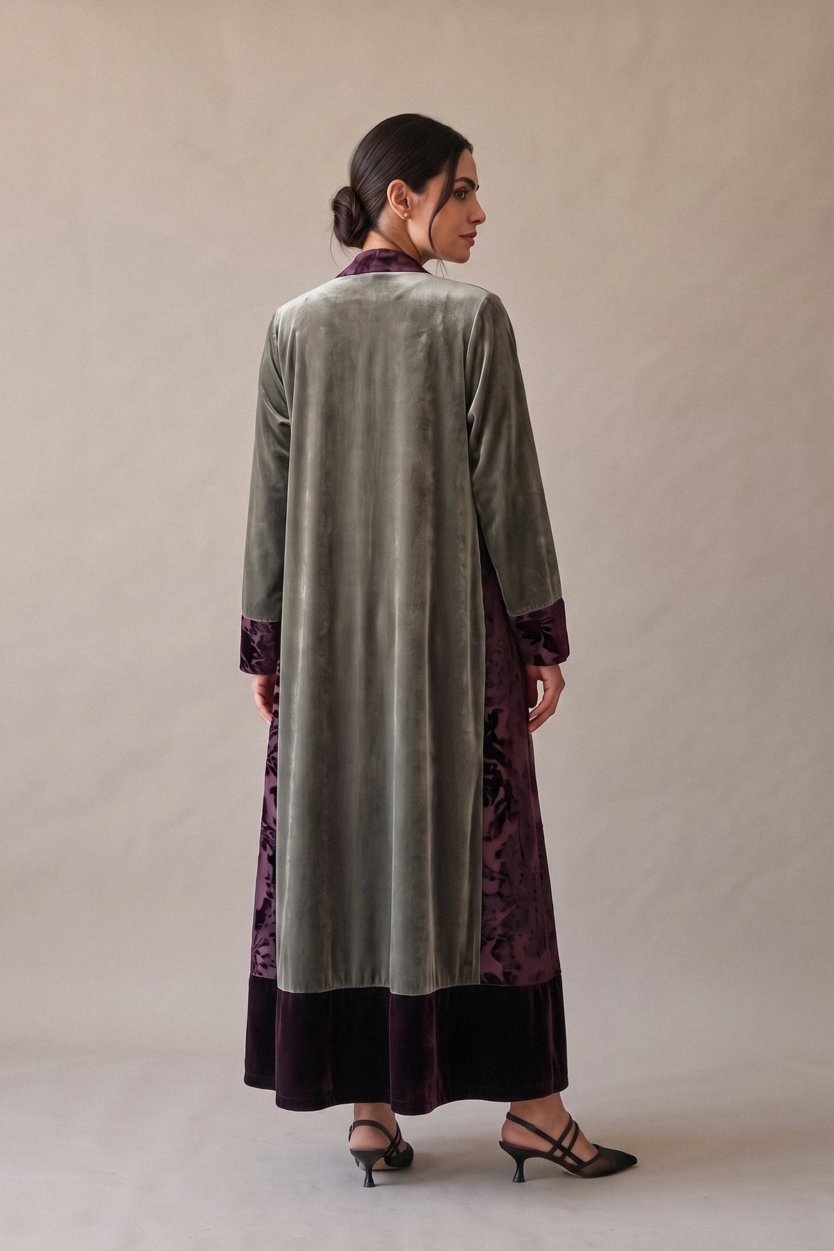 Olive Green Velvet Abaya – 2067