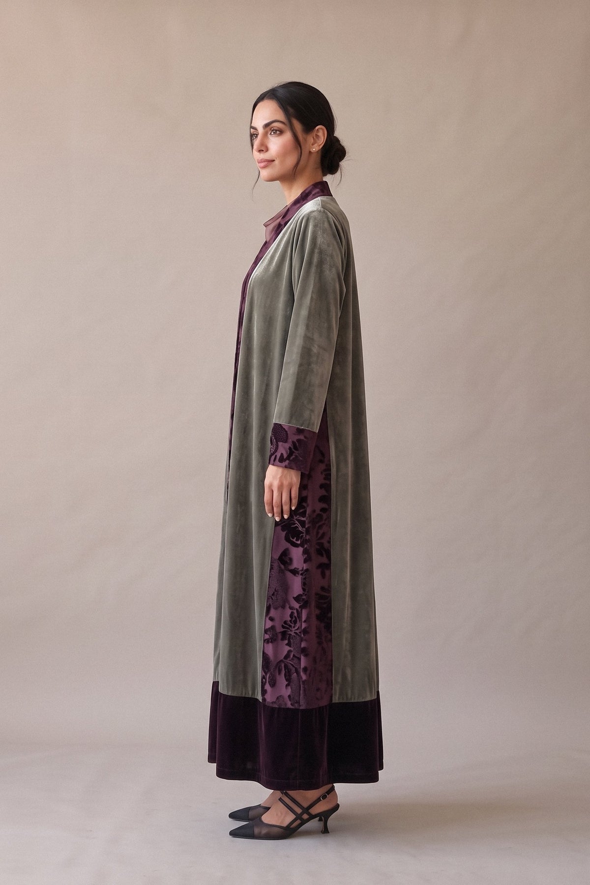 Olive Green Velvet Abaya – 2067