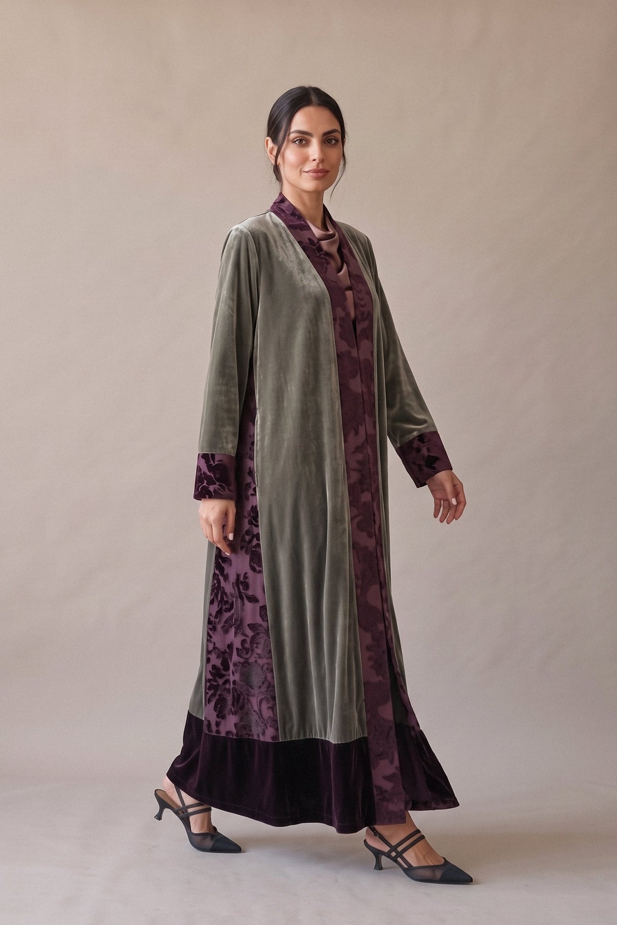 Olive Green Velvet Abaya – 2067
