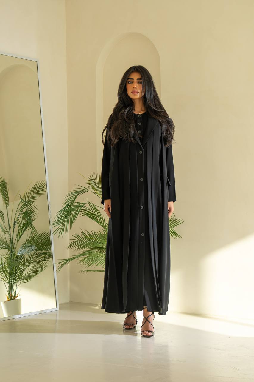 عباية كريب سوداء اللون C:6545 أسود