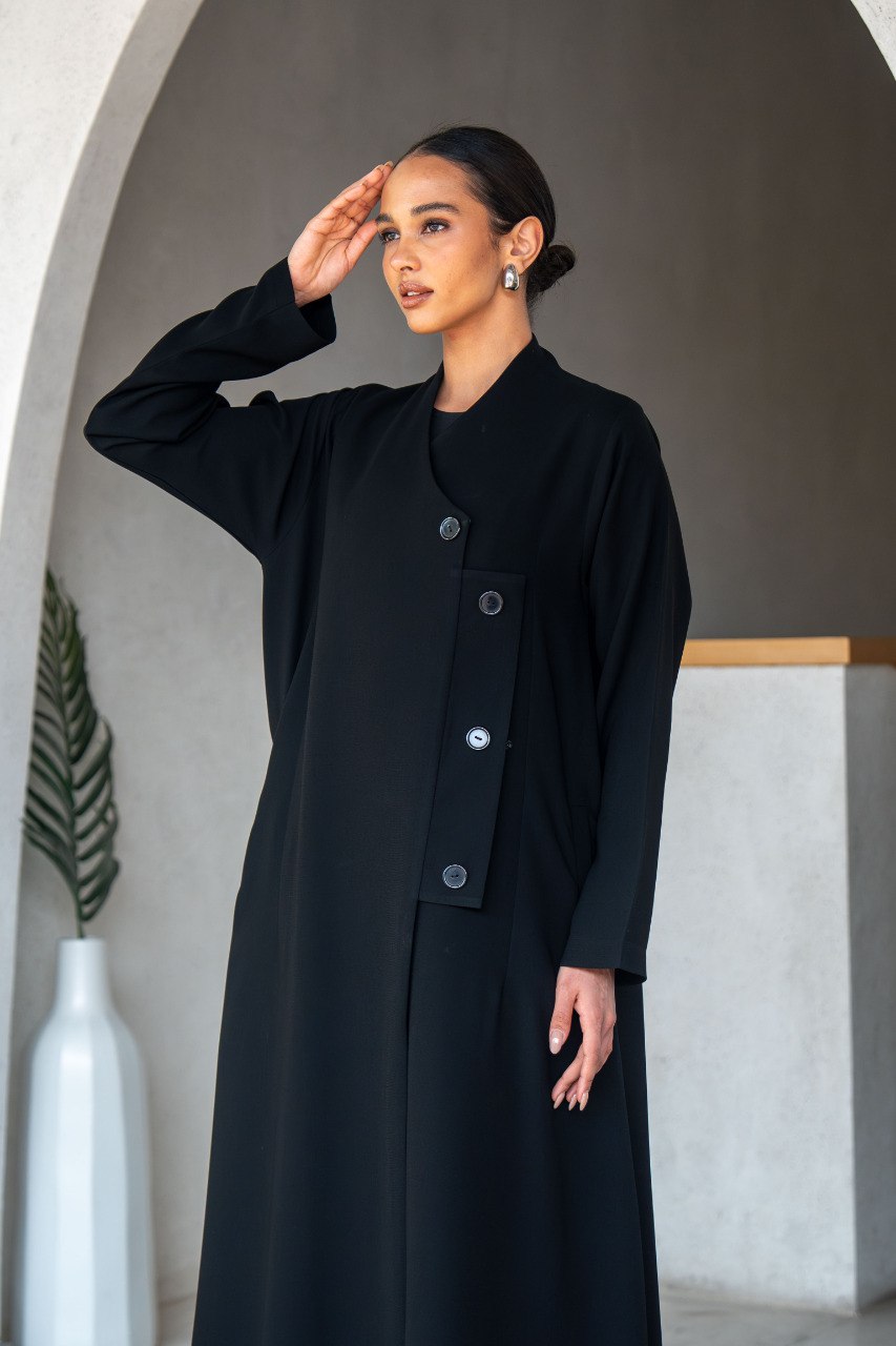 Black crepe abaya C:6586 Black