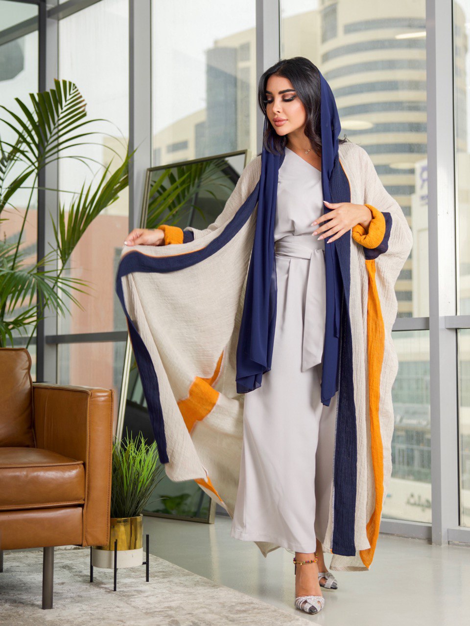 ABAYA BESHT LINEN C:6309 (Free size)