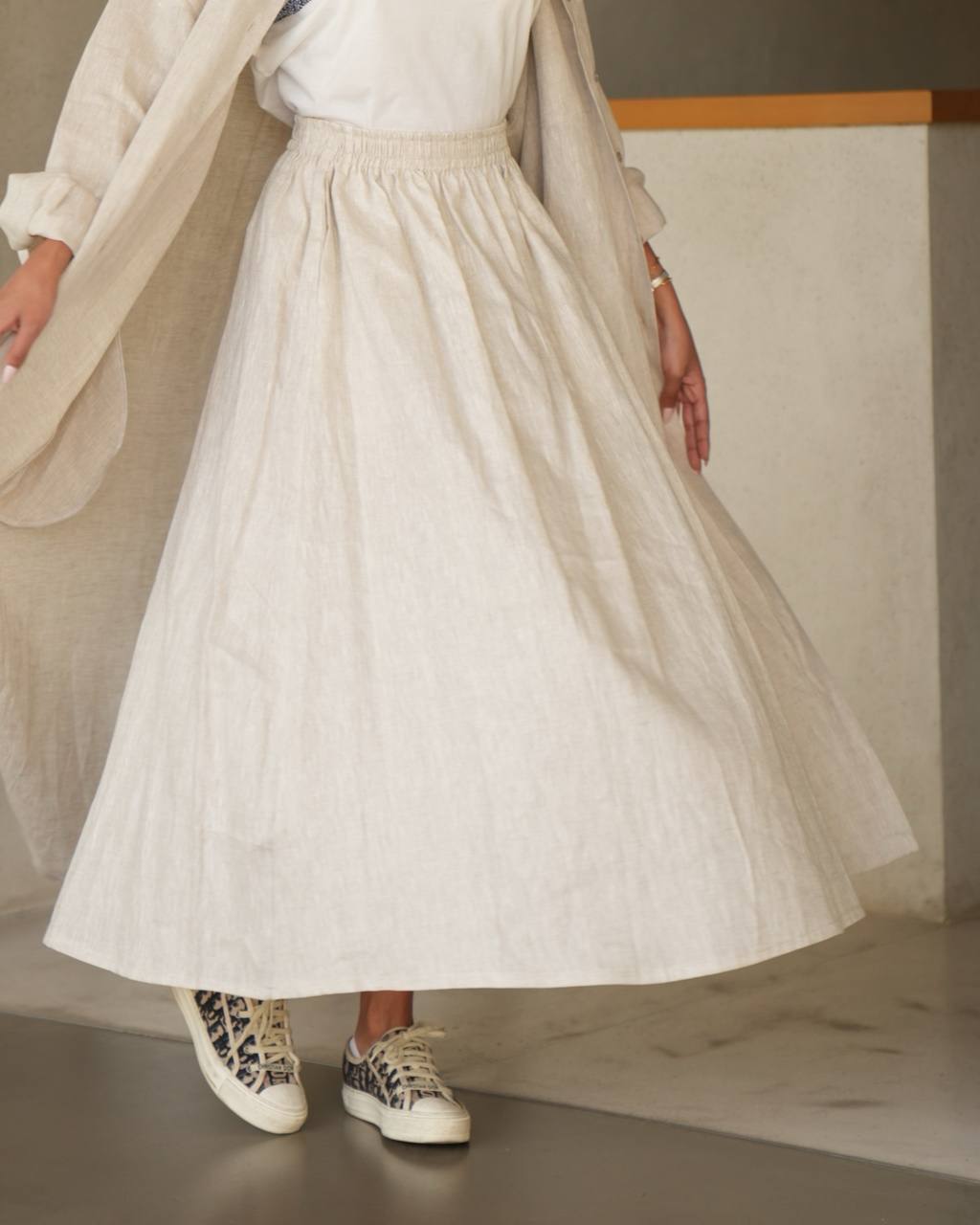 Beige Linen Skirt
