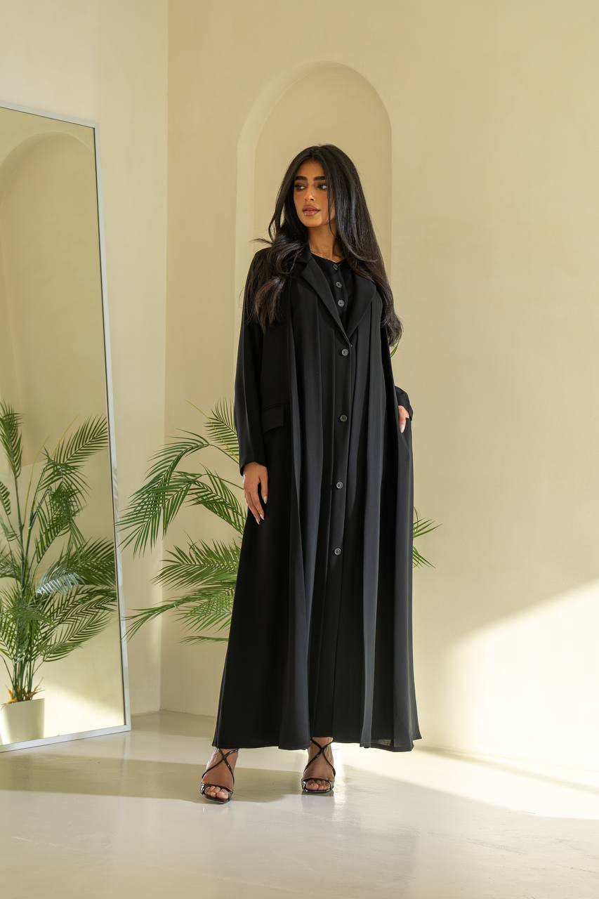 عباية كريب سوداء اللون C:6545 أسود