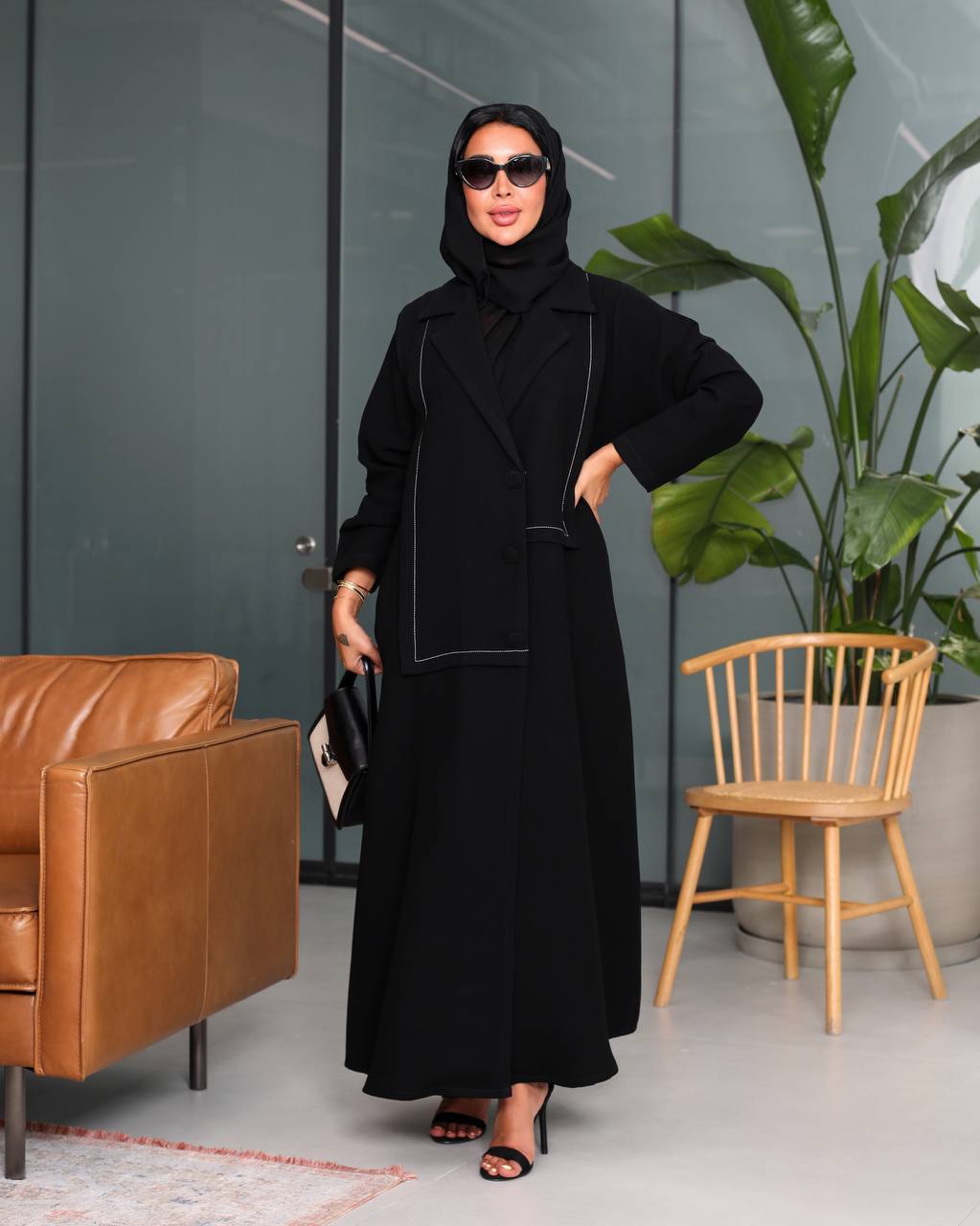 عباية سوداء من الكريب C:6535 