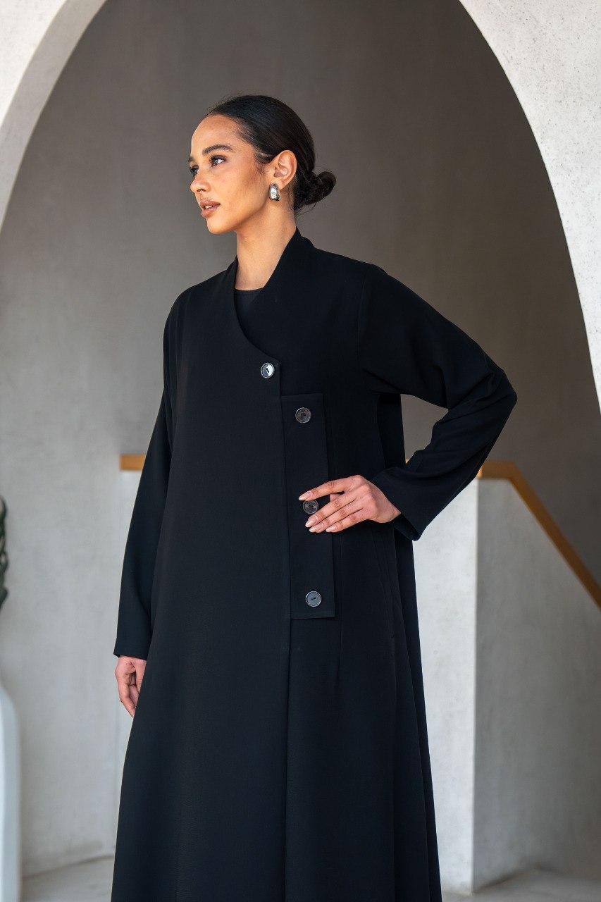 Black crepe abaya C:6586 Black