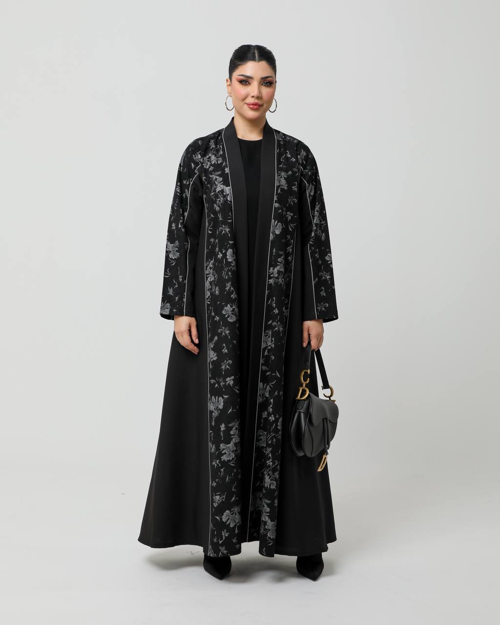 Black crepe fabric abaya. C:6730