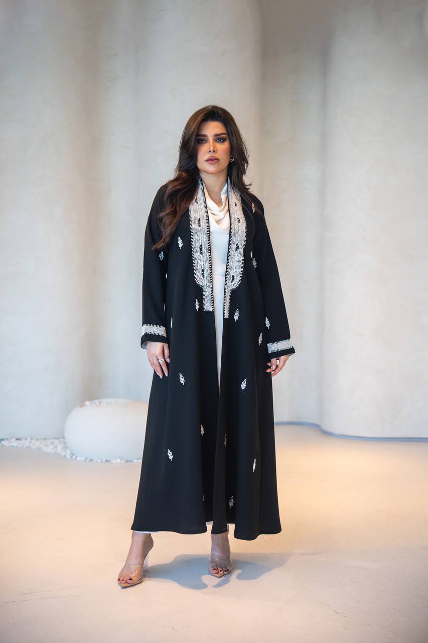 Black Cuba Abaya with embroidery C:6602