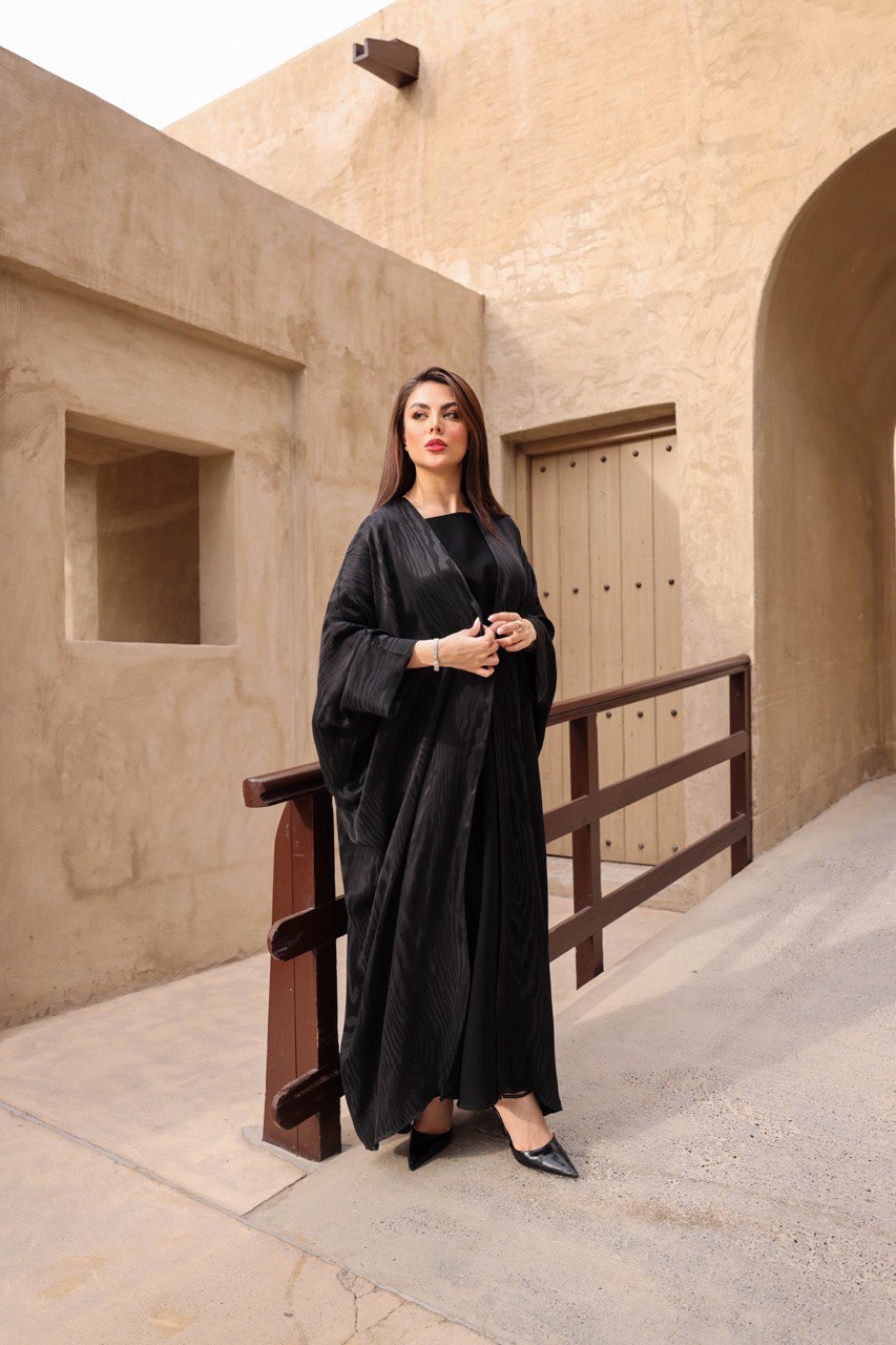 ABAYA CREPE SILK C:6380BLACK (FREE SIZE )