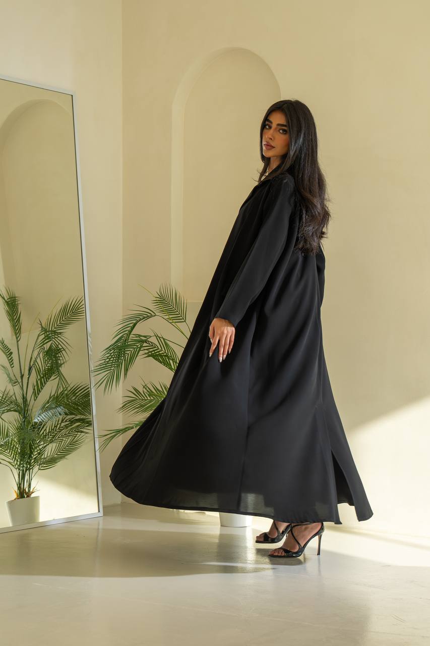 عباية كريب سوداء اللون C:6545 أسود