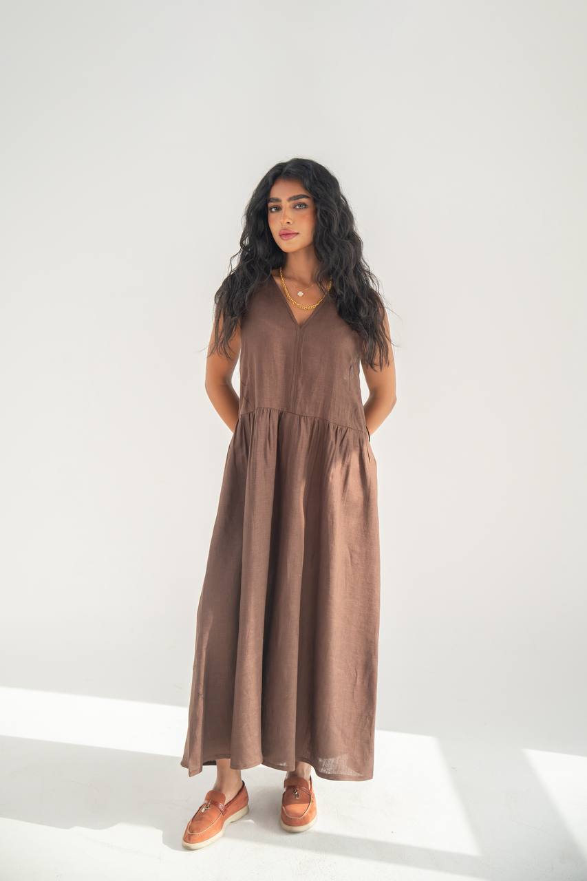 Brown Linen Dress C:209