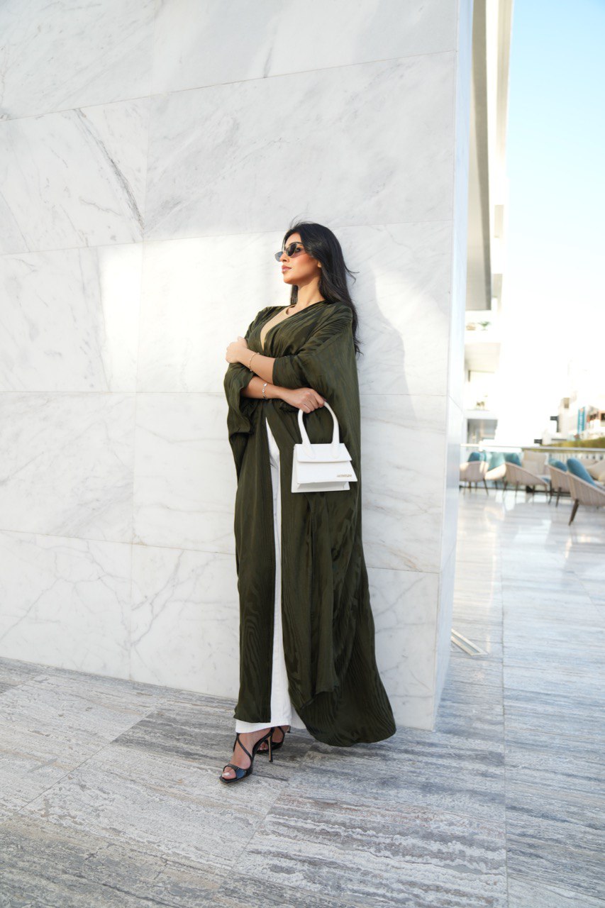 ABAYA CREPE SILK C:6380 GREEN (Free size)