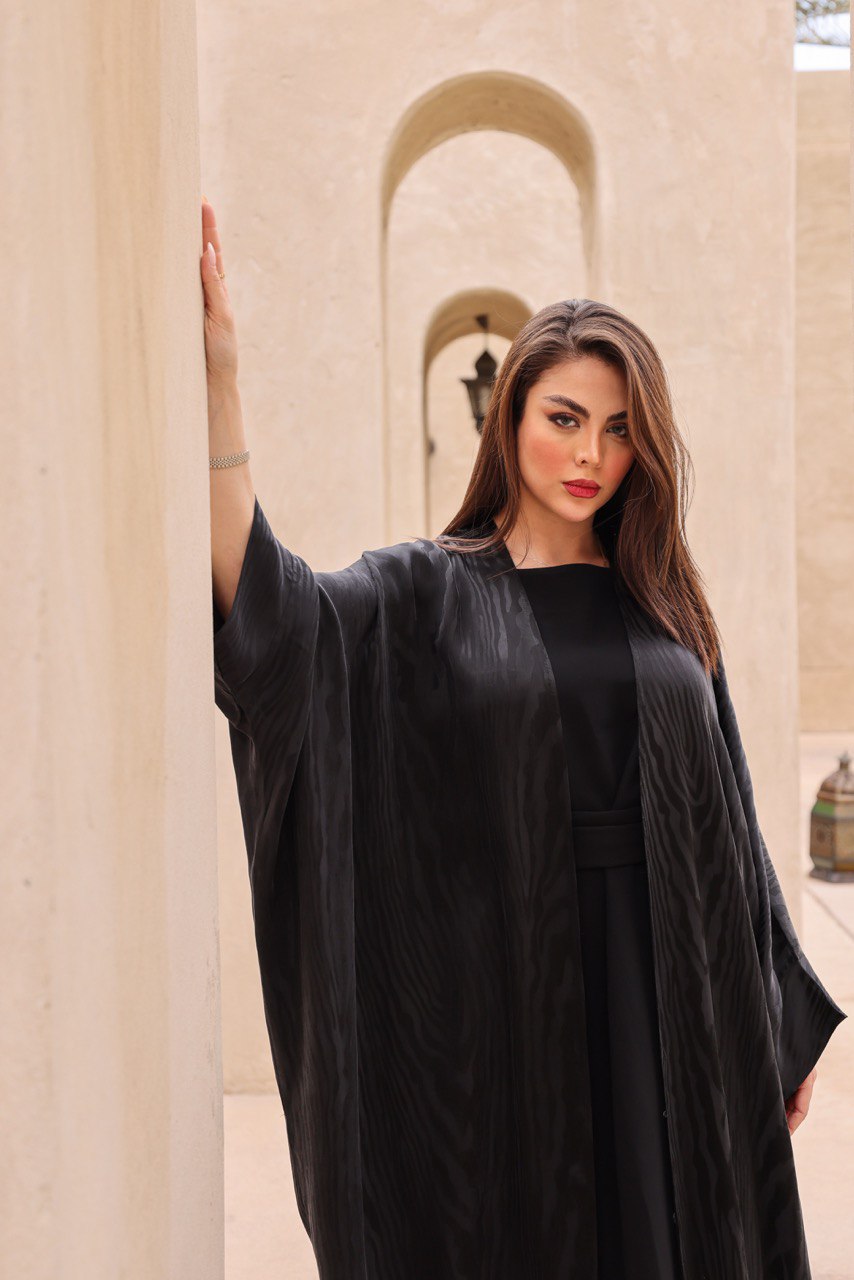 ABAYA CREPE SILK C:6380BLACK (FREE SIZE )