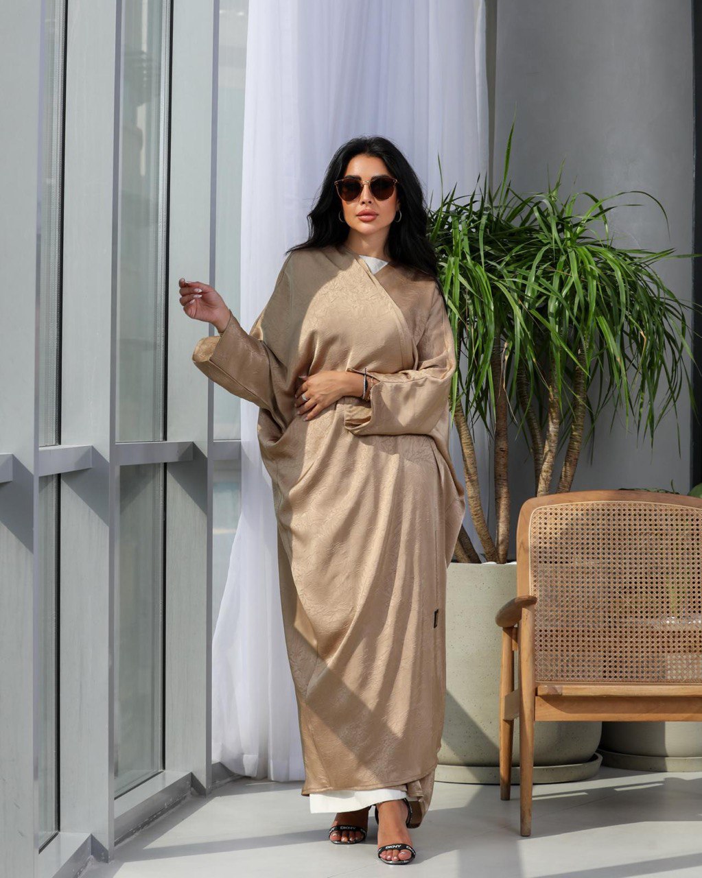 Abaya Silk Crepe Besht in Gold C:6479 Gold