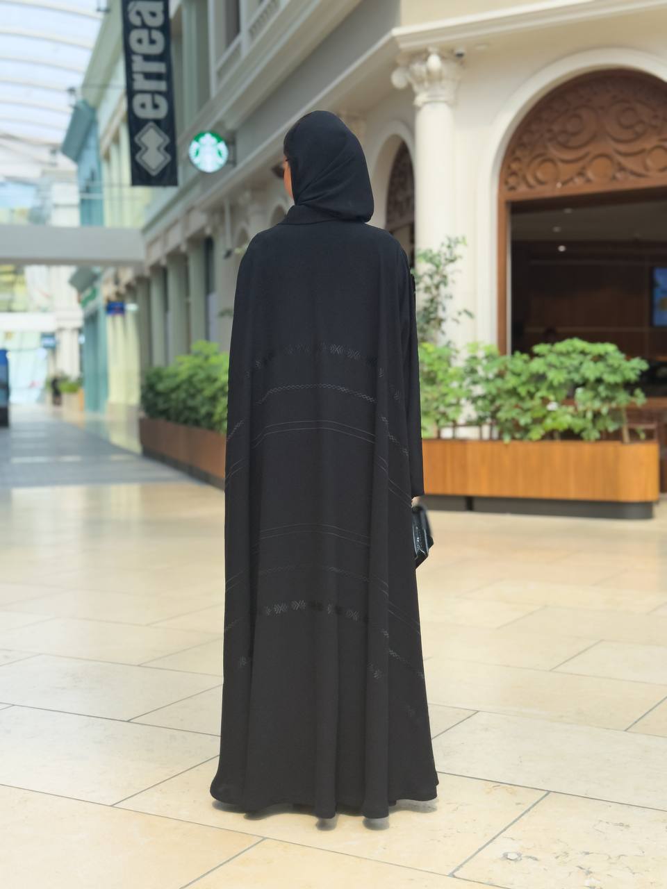 Black crepe abaya with embroidery C:6683