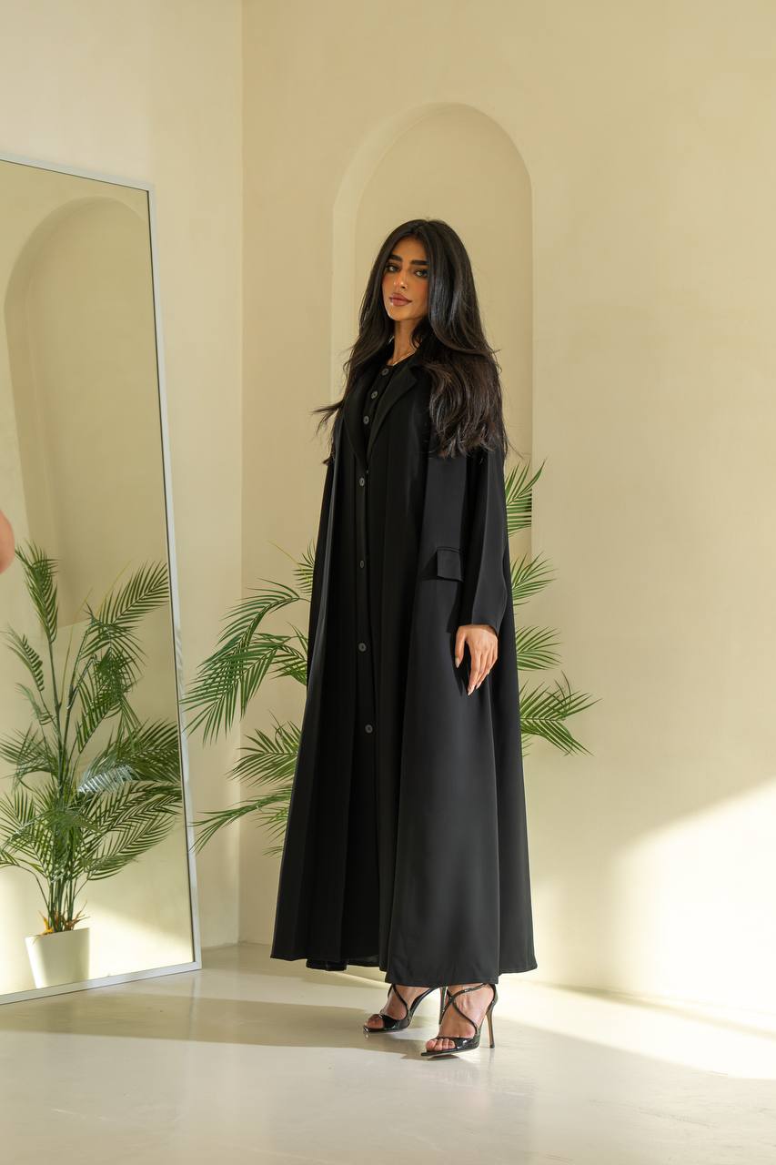 عباية كريب سوداء اللون C:6545 أسود