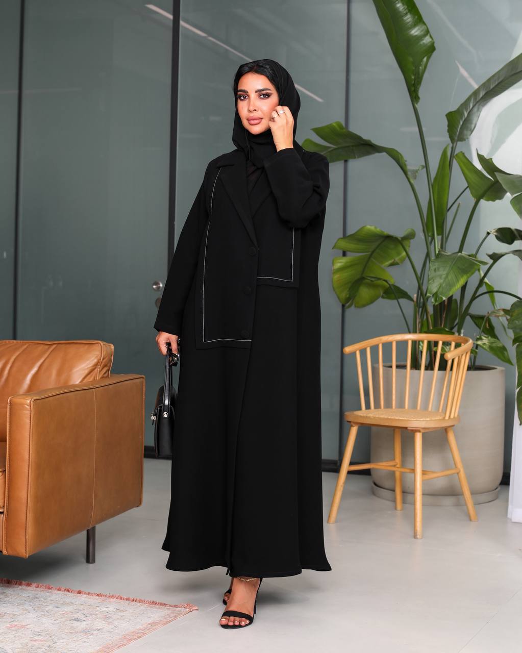 عباية سوداء من الكريب C:6535 