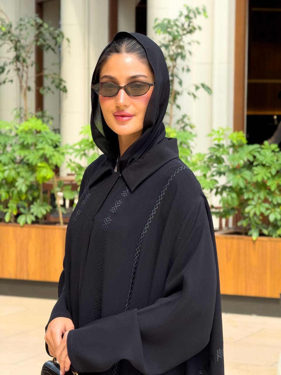 Black crepe abaya with embroidery C:6683