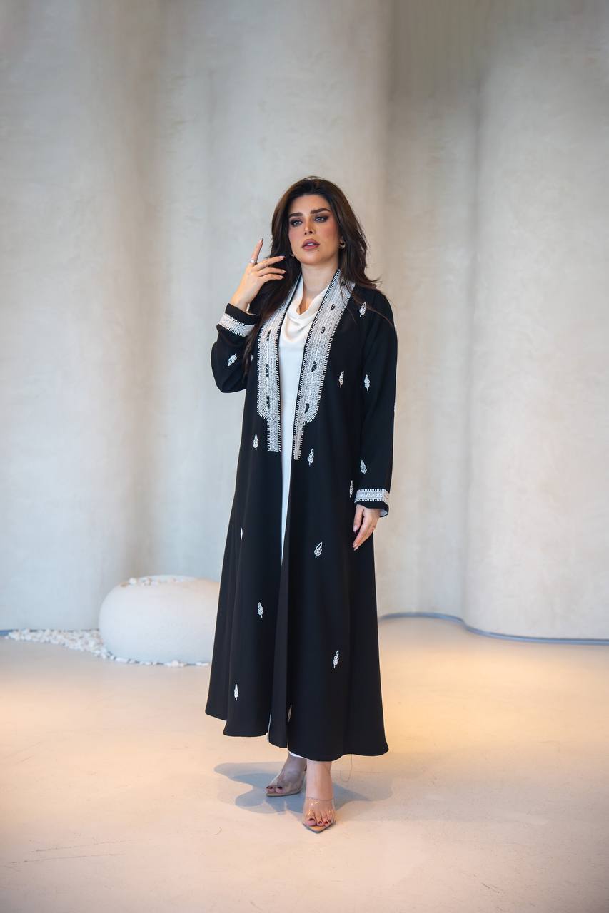 Black Cuba Abaya with embroidery C:6602